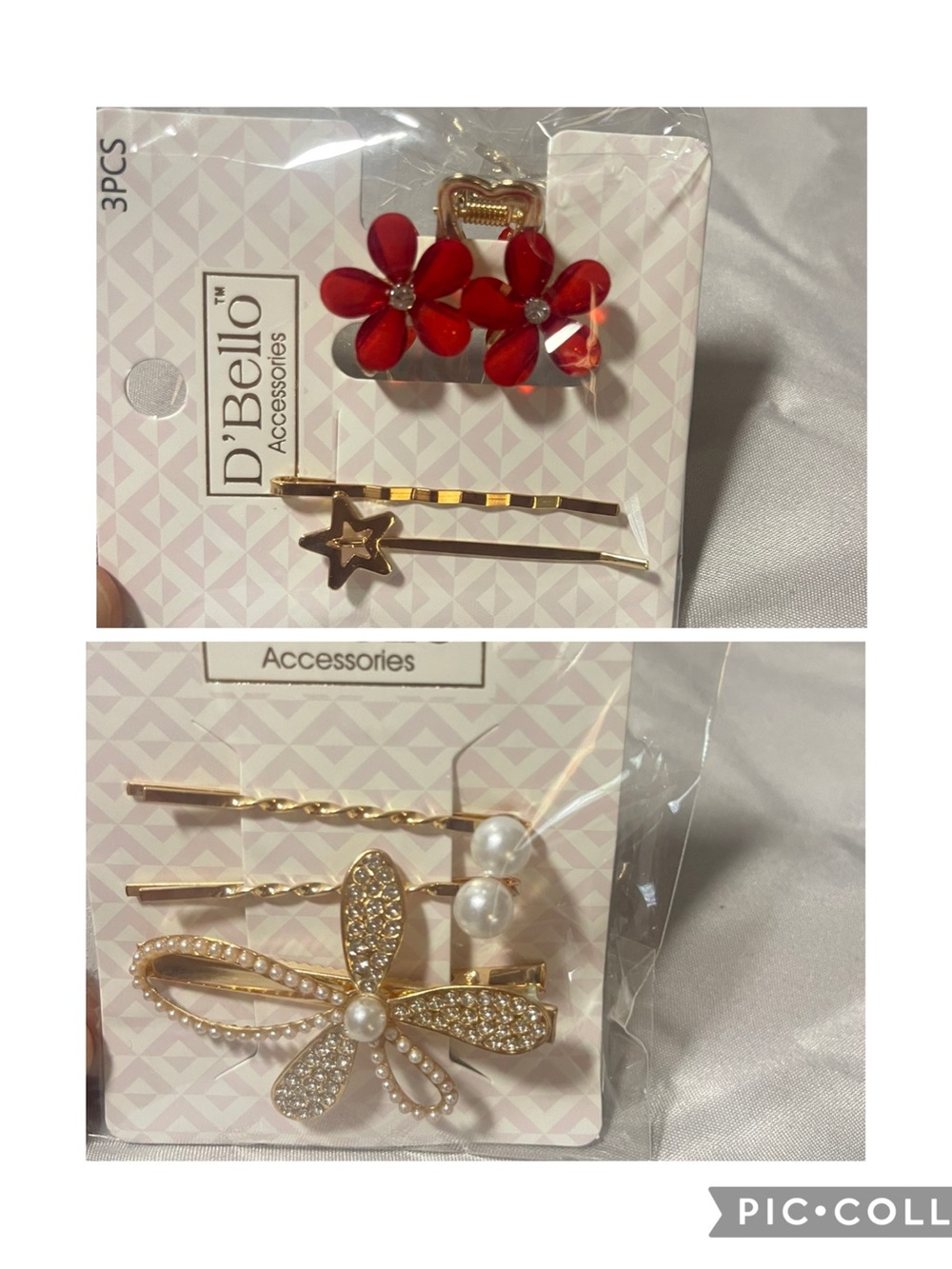 Red Flower Hair Clip & Gold Star Bobby Pin Set💞🌸